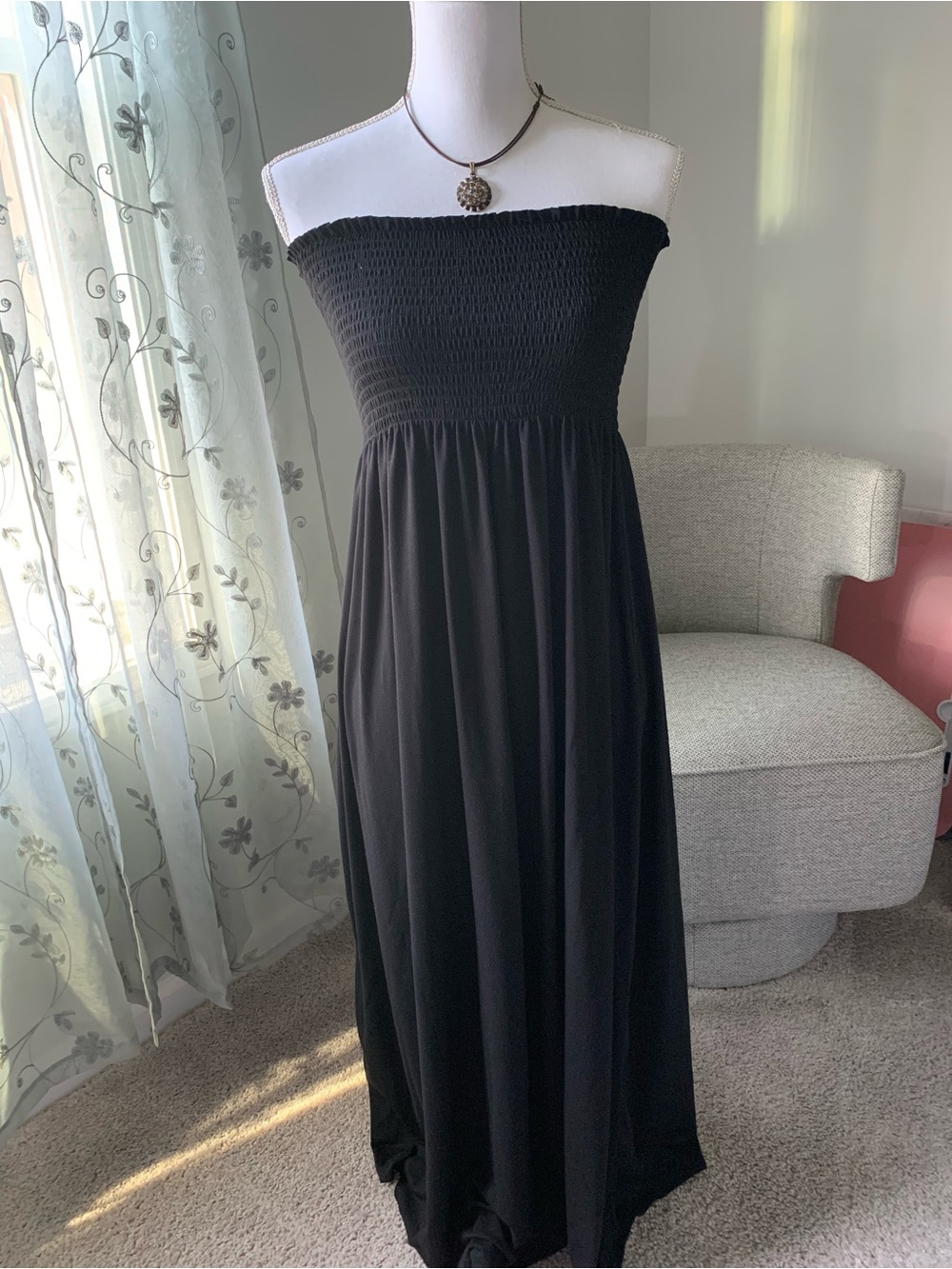 Strapless Black Smocked Maxi Dress - Classic Women's Summer Dress